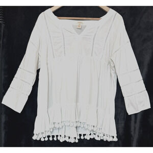 Sundance Womens‎ Eyelet Resort Beach Tunic SIze M Fringe Boho Coverup Vaca Coast